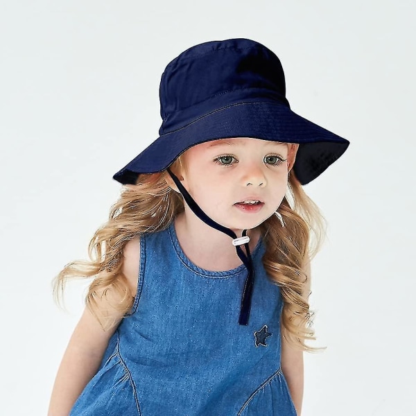 Barnebøttehatt Justerbar Solhatt Pustende Strandhatt For Gutter Jenter_ll Blue 2-4 Years
