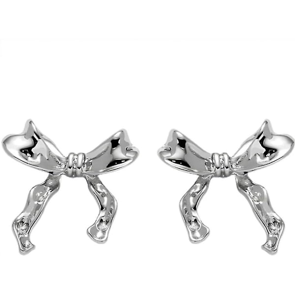 Guld Sliver Bow Øreringe Til Kvinder, Søde Bånd Øreringe Guld Sølv Bow Knot Ørering Smykker Fødselsdagsfest Gaver Til Kvinder Piger Silver 1 Pair