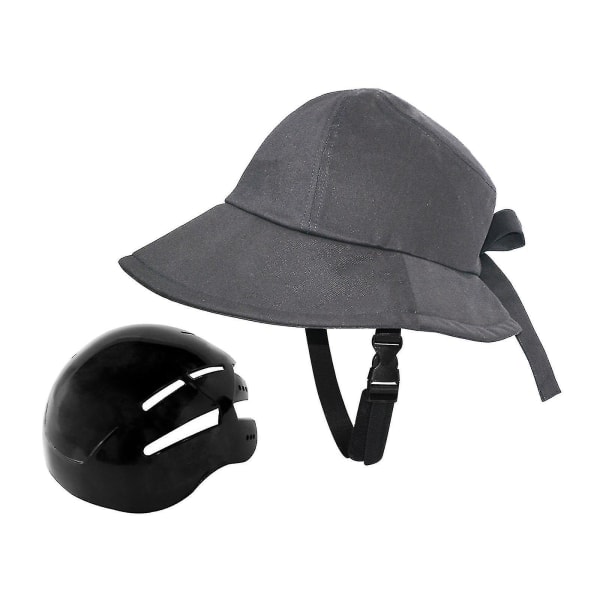 Cykelhjelm hat formet hjelm fiskehat solhat cyklist hjelm hat type hjelm kasket til kvinders cykel hverdagstøj arbejde Grey 58cm-60cm