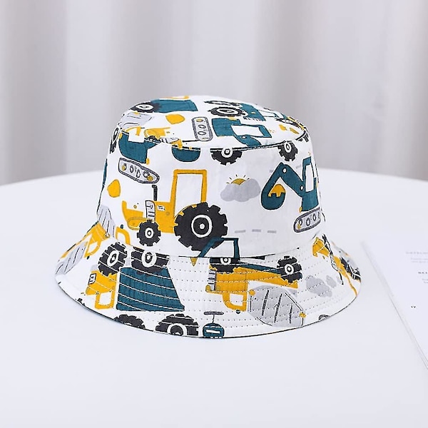 Barnhatt Justerbar Solhatt Andningsbar Strandhatt För Pojkar Flickor_ll Yellow Excavator 2-4 Years