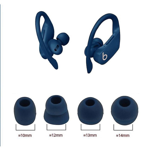 4 par silikon øreplugger øretelefoner ørepropper erstatning mykt deksel Cap for Beats Powerbeats Pro Blue