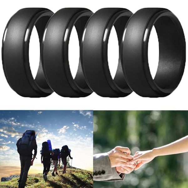 2x 8mm Män Silic Ringar Kvinnor Gummi Vigselring Spo