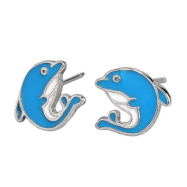 1 par sterling silver full zircon inläggning delfin örhängen för kvinnor (blå)