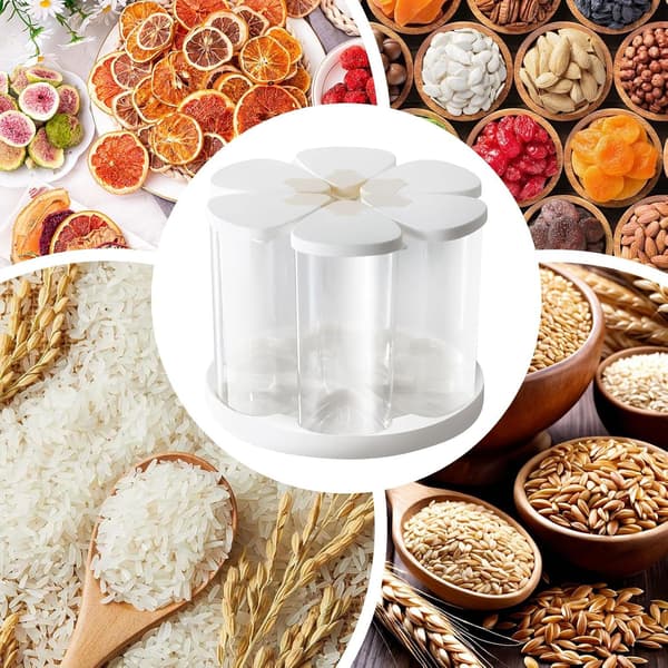 6-rums roterende cerealiadispenser, til ris/sukker/mel/bønner/snacks, let dosering