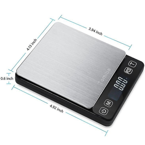 Digital kjøkkenvekt - 3000 g/0,1 g høy presisjon multifunksjonsmat kjøttvekt med bakgrunnsbelyst LCD-skjerm (batterier inkludert)