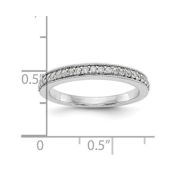 14k vitgulds vigselring med 1/4 karat diamanter, storlek 7,00, smycken för kvinnor - 2,3 gram, 0,25 dwt