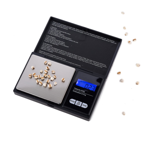 Digitale vekter 0,01 g til 100 g, 500 g smykker gull veiing mini lomme 0.01-500G scale