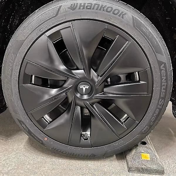 Center Cap (4 stk.) Til Tesla Model Y Model 3 Modifikation Navkapsel (hvid/matsort) Qxuan