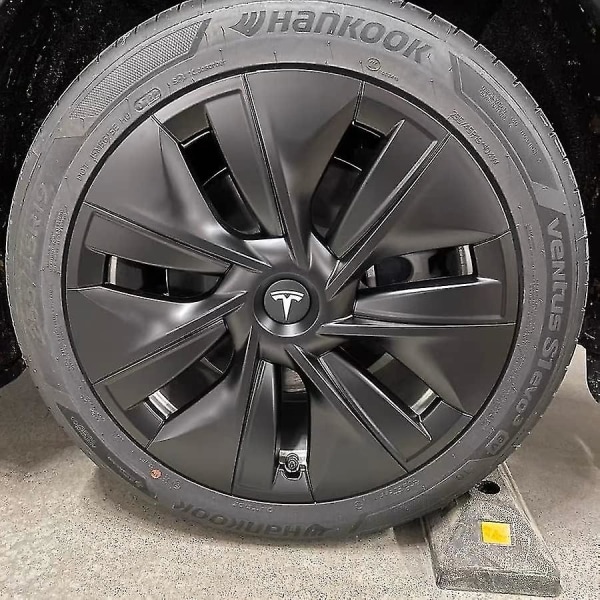 Centrumplast (4 st) för Tesla Model Y Model 3 Modifiering Navkapsel (vit/matt svart) Qxuan