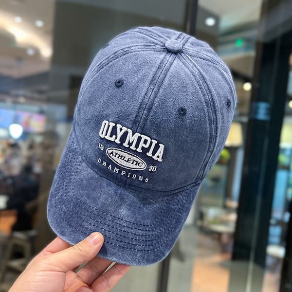 Denim vasket baseball kasket retro alsidig efterårs- og vinter solhat til kvinder marineblå