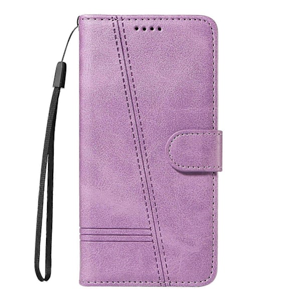 Til Oppo A5 Pro 5G Wallet Case T-Formede Linjer Læder Telefon Cover Stativ - Lys Lilla Brown
