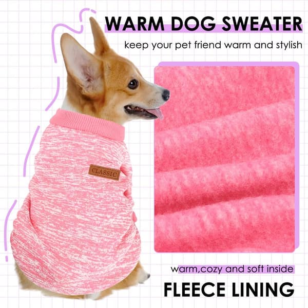 3-Pakning Medium Hundegensere - Rosa/Rose/Lilla Vinterfleece