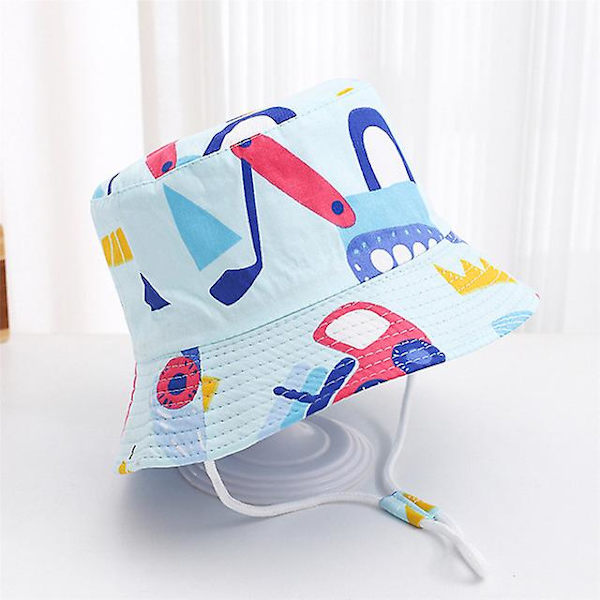 Kevät-kesä Miesten Bucket Hatit Piirretty Miesten Miesten Hattu Ranta Auringon Hattu Taapero Miesten Kalastajan Hattu Ulkona Miesten Panama Hattu 06 excavator sky 50cm(5-24 months)