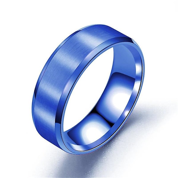 2024 ny modell 4 färger Klassisk 8mm herrring Yta borstad rostfritt stål Enkel ring för kvinnor Vigselring Par Smycken Tillbehör blue 11
