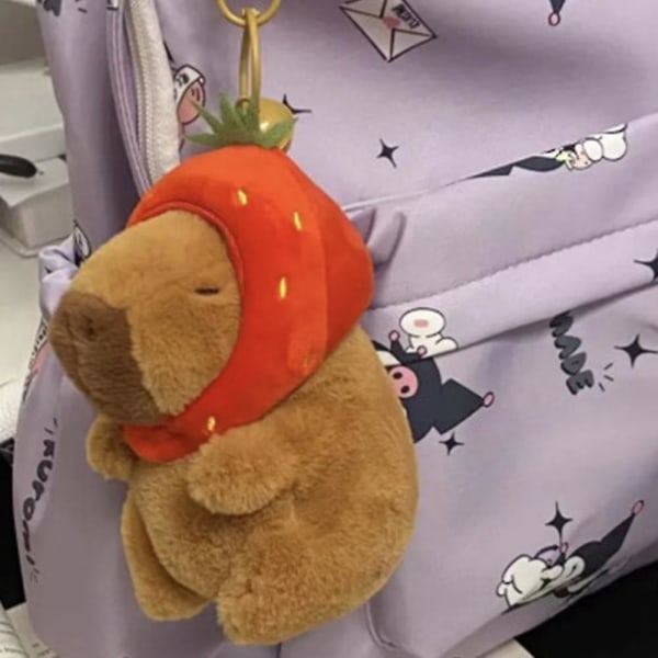 Sööt ja pieni piirretty kapibara-pehmolelu Mukava pehmustettu täytetyyny Lahja syntymäpäiville ja jouluun Doll with Strawberry 10cm