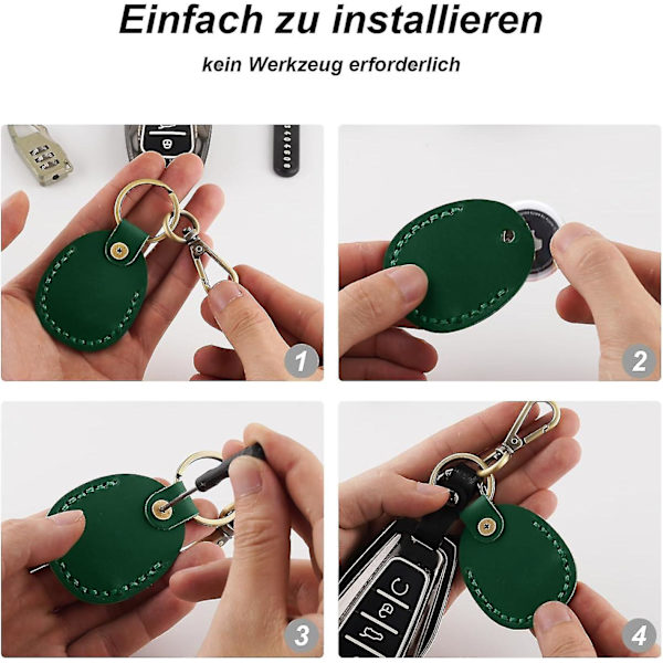2 kpl Nahka AirTag Avaimenperä, AirTag-riipus AirTag-kotelo AirTag-pidike AirTag-avaimenperä AirTag-avaimenperän kotelopidike Green