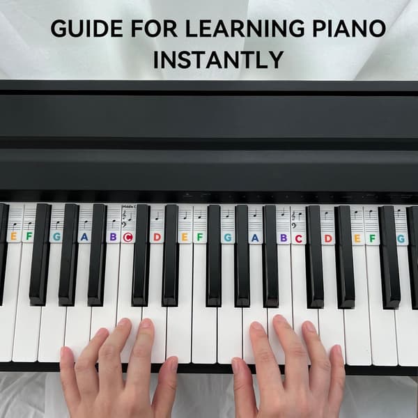 Pianonoteveileder, silikon, 88 tangenter, regnbuefarger