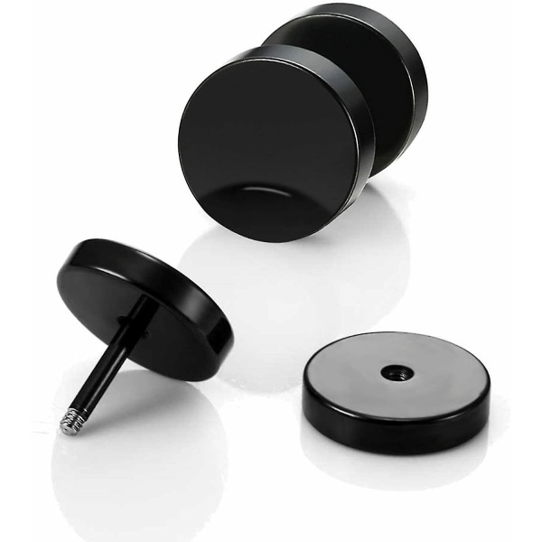 Mustat tappi-korvakorut miehille ja naisille, tekorinkulat, korvatunneli, ruostumattomasta teräksestä valmistetut korvakorut black 8mm