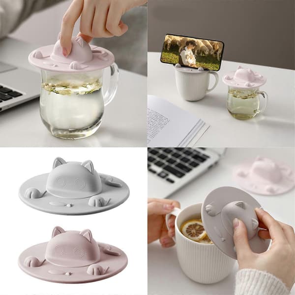 Kopplokk, holdbart silikon for varme drikker, krus, rosa