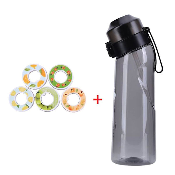 Smaksatt vattenflaska med 7 smakpods Air Water Up flaska Frostad svart 650 ml Air Starter Up Set Vattenkopp för camping Sport J China