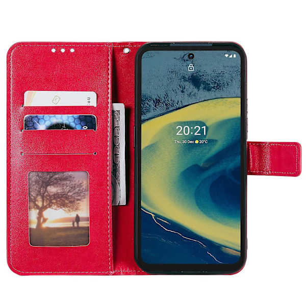 Til Nokia Xr20 Totem Præget Læder Etui Rosarød Style E Nokia XR20 5G