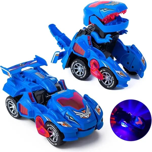Dinosaur Transformer Bil Elektrisk Dinosaur Legetøj Automatisk Transformerende Dinosaur Bil med Flash og Lyd Egnet til 3-7 År Gamle Bl...