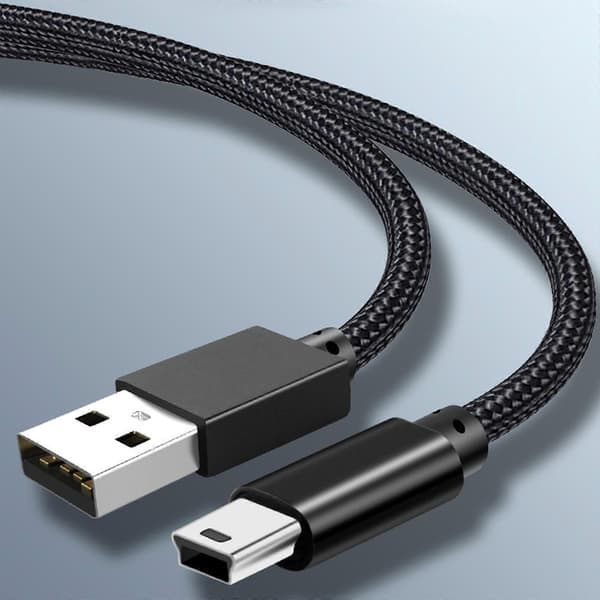 Flettet Mini USB-kabel USB 2.0 til Mini B Rask lading og dataoverføringskabel Enkel å bære for kamera mobil dashcam 3m