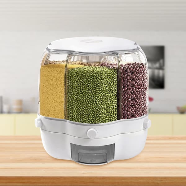 Cerealdispenser 6-facks roterande torrvarudispenser köksförvaringsbehållare