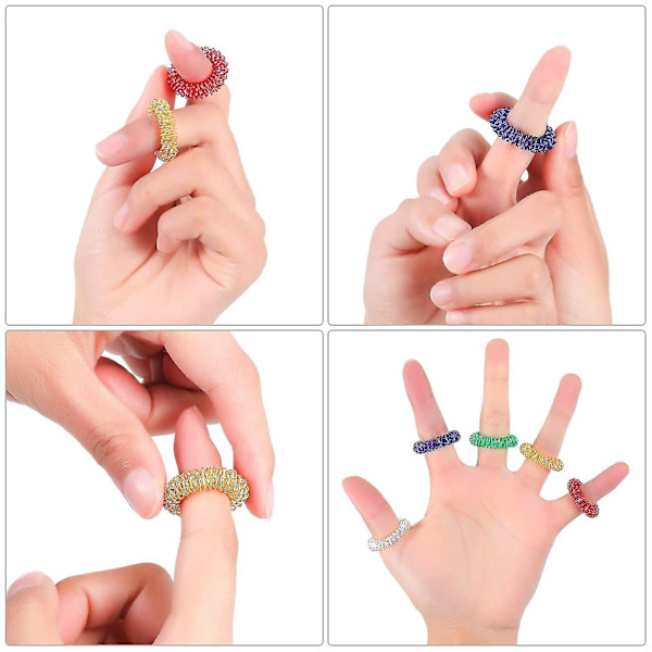 12 stk. akupressurring med pigge sensoriske fingerringe massageringe