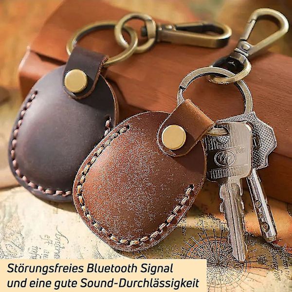 2 stk. PU Læder Airtag Nøgleholder, Airtag Vedhæng Airtag Etui Airtag Holder Airtag Nøglering Airtag Nøgleholder Etui Brown