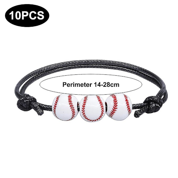 10 kpl Baseball, Koripallo ja Tennis Rannekkeet Pojille Baseball Juhliin Lahjaksi Säädettävät Urheilurannekkeet style1
