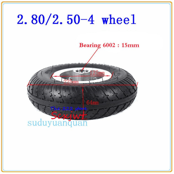 2.80/2.50-4 pyörä 2.50-4 rengas 4 tuuman napavanteet renkaan sisäputkella lastenvaunuihin, vanhusten sähkömopoihin, 3-pyöräiseen seisovaan autoon