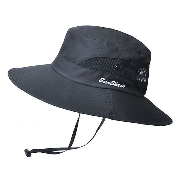 K106 för herr fiskarhatt panama mode solhatt andas fiskare skydd hatt hästsvans hatt sommar hatt strand solhatt Black 56-58cm