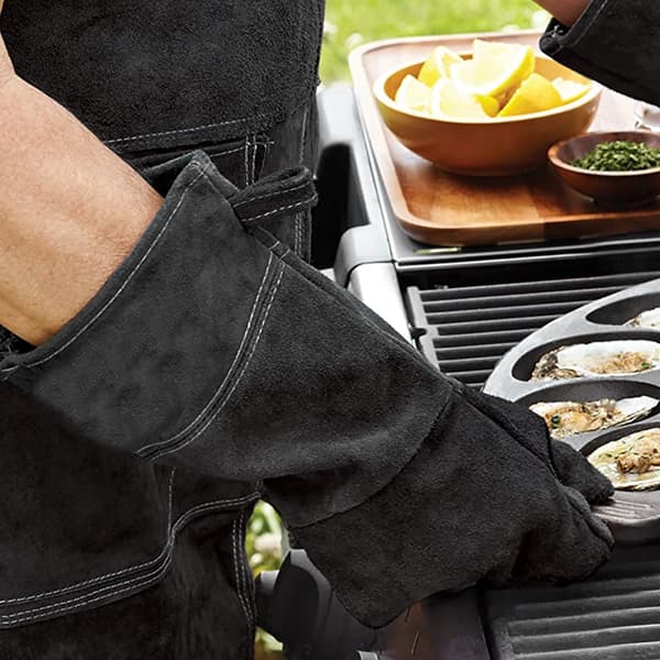 Avancerade gråa elektriska svets-/grill-/ugns-högtemperaturarbetshandskar (40 cm)