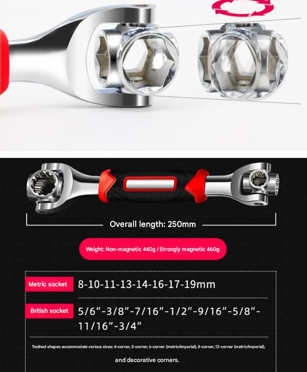 52-i-1 Multifunktions topnøgle - Magnetisk universal roterende multi-hoved 360° universalnøglesæt