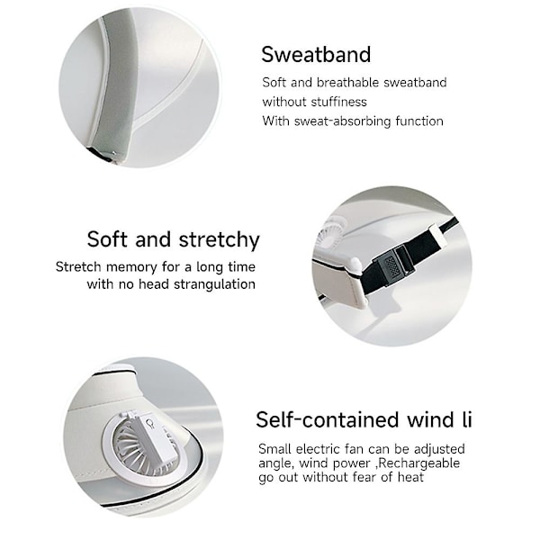 Aurinkosuojahattu tuulettimella - kolme nopeutta, USB-ladattava, aurinkosuoja naisille/miehille/lapsille, säädettävä solkihihna Black