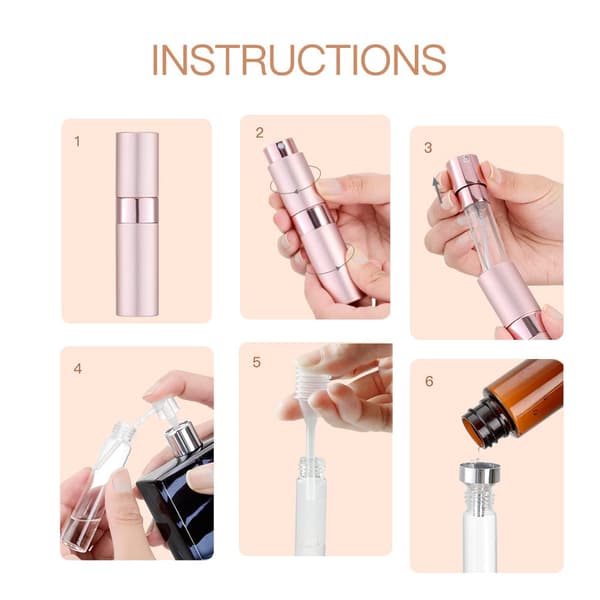 8ML Atomizer Parfymesprayflaske for Reise (3 Stk) Tom Kölnedispenser, Bærbar Sprøyte (Rosa)