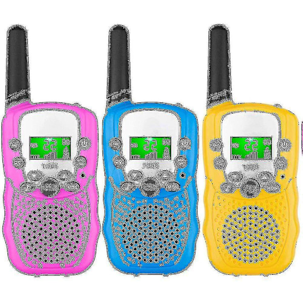 3-pack Walkie Talkies för barn, 3 mil lång räckvidd med LCD-bakgrundsbelyst ficklampa Walkie Talkies för barn i åldern 3-12 år, tvåvägsradioleksaker för pojkar och flickor