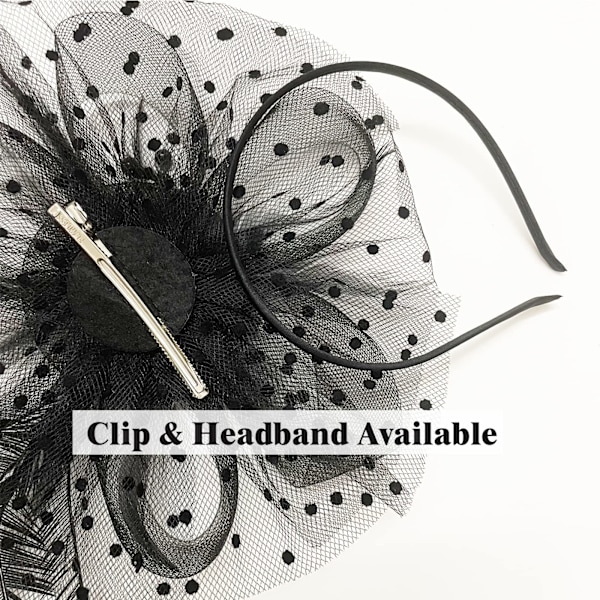 Fascinator Hat til kvinder Sort fjer mesh te-selskab hårbånd