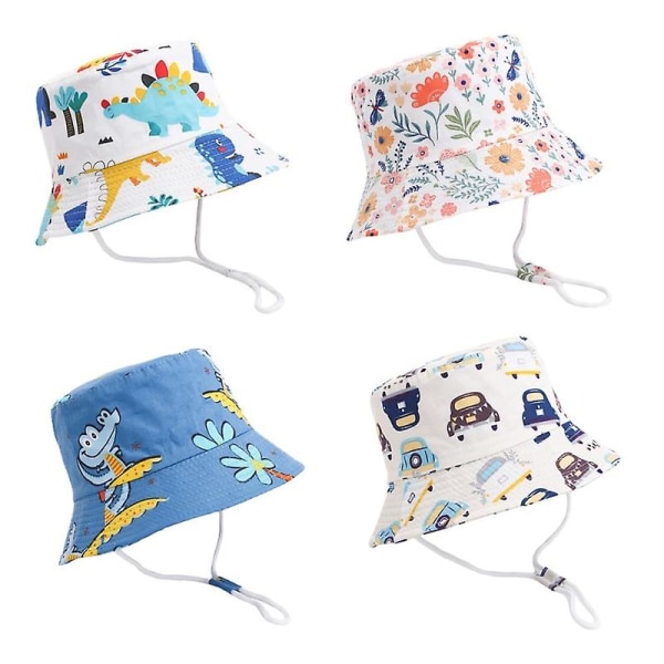 Forår Sommer Herre Bucket Hatte Tegneserie Herre Herre Hat Strandsolhætte Småbørn Herre Fiskerkasket Udendørs Herre Panama Kasket 02 dinosaur white 50cm(5-24 months)