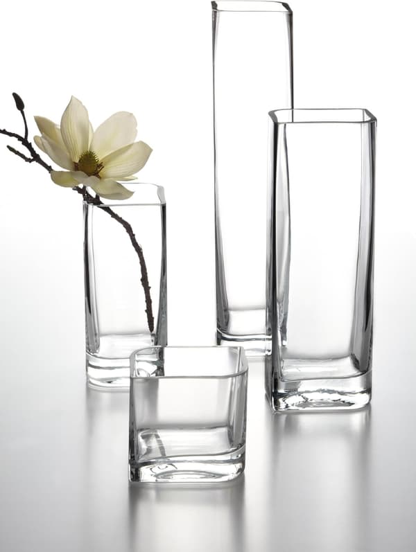 Kabinet vase, rektangulær glasvase, højde 30 cm, bredde 8 cm