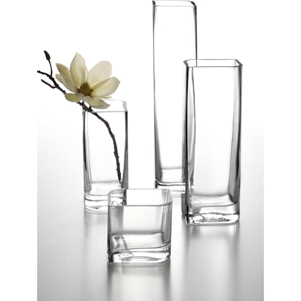 Skåpvas, rektangulär glasvas, höjd 30 cm, bredd 8 cm