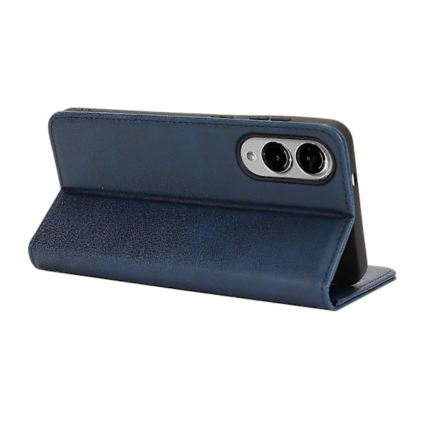 Til Samsung Galaxy S25 Edge Etui PU Læder Kalvepræget Magnetisk Lukning Smartphone Cover - Mørk Rose Gold