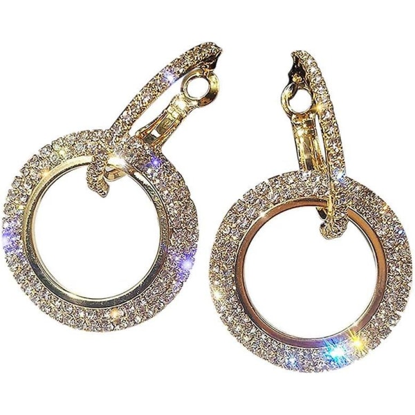 Øredobber for kvinner, 1 par diamant runde glitter øredobber ferie øredobber, dusk øredobber smykker for kvinner mote Gold