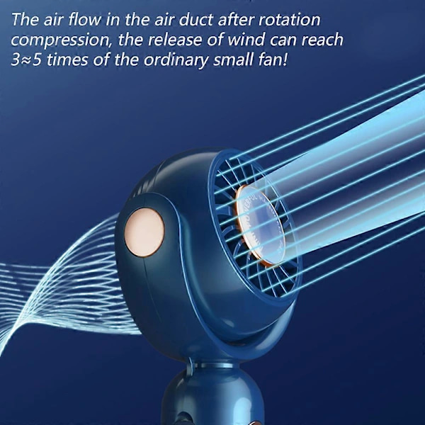 Bærbar håndholdt ventilator, halsbåndsventilator, mini bordventilator, multifunktionel ventilator (blå)