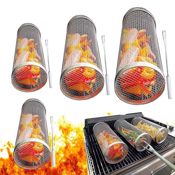 2-pak grillkurve i rustfrit stål med, campingudstyr,