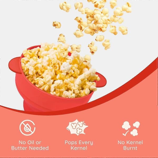 Popcornskål Silikone Mikroskål til Popcorn - Sammenklappelig rød