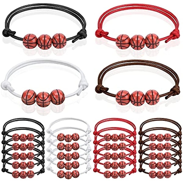 20 st Sporttema Charm Armband Fotboll Basketboll Baseboll Volleyboll Armband Justerbar Inspirerande Sportpärlor Boll Armband med Cha 20PCS-4 Kinds of Ball