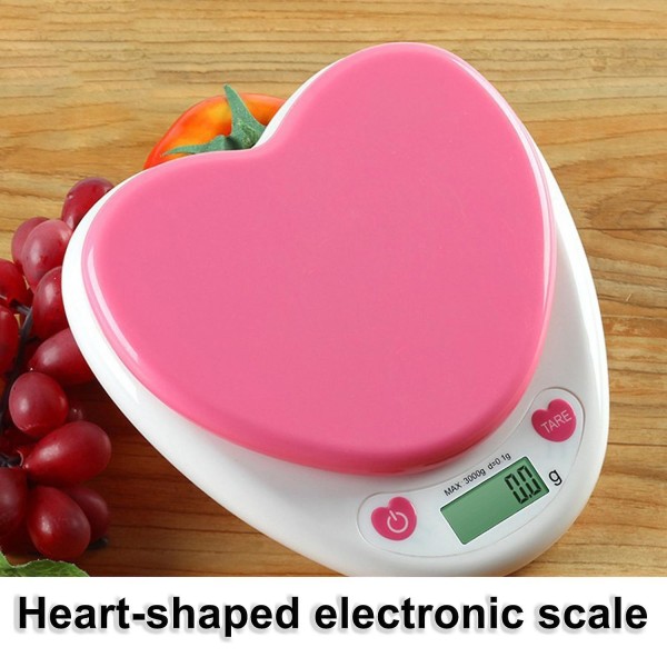 ZHOUBA 3kg/0,1g Digital Våg ABS Hjärtformad Kök Elektronisk Matlagningsbakvåg för hemmet
