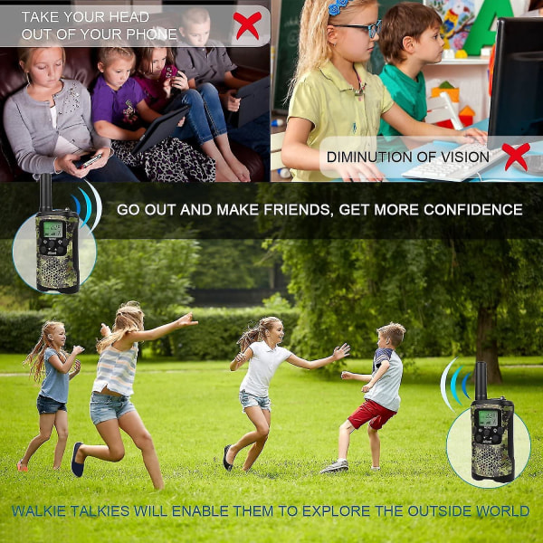 Walkie Talkies for Barn 8 Kanaler 3 Km Lang Rekkevidde Genial Kommunikasjonsgadget som Forhindrer Nærsynthet Leke Beste Bursdagsgaver for Gutter 4-6 År Gamle